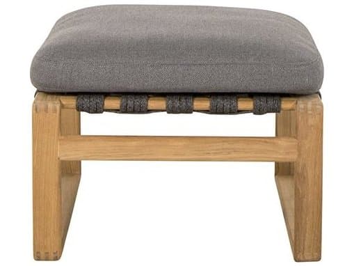 Cane Line Outdoor Endless Dark Grey Teak Soft Rope Ottoman in Grey