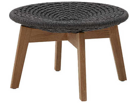 Cane Line Outdoor Peacock Dark Grey Soft Rope Teak Ottoman