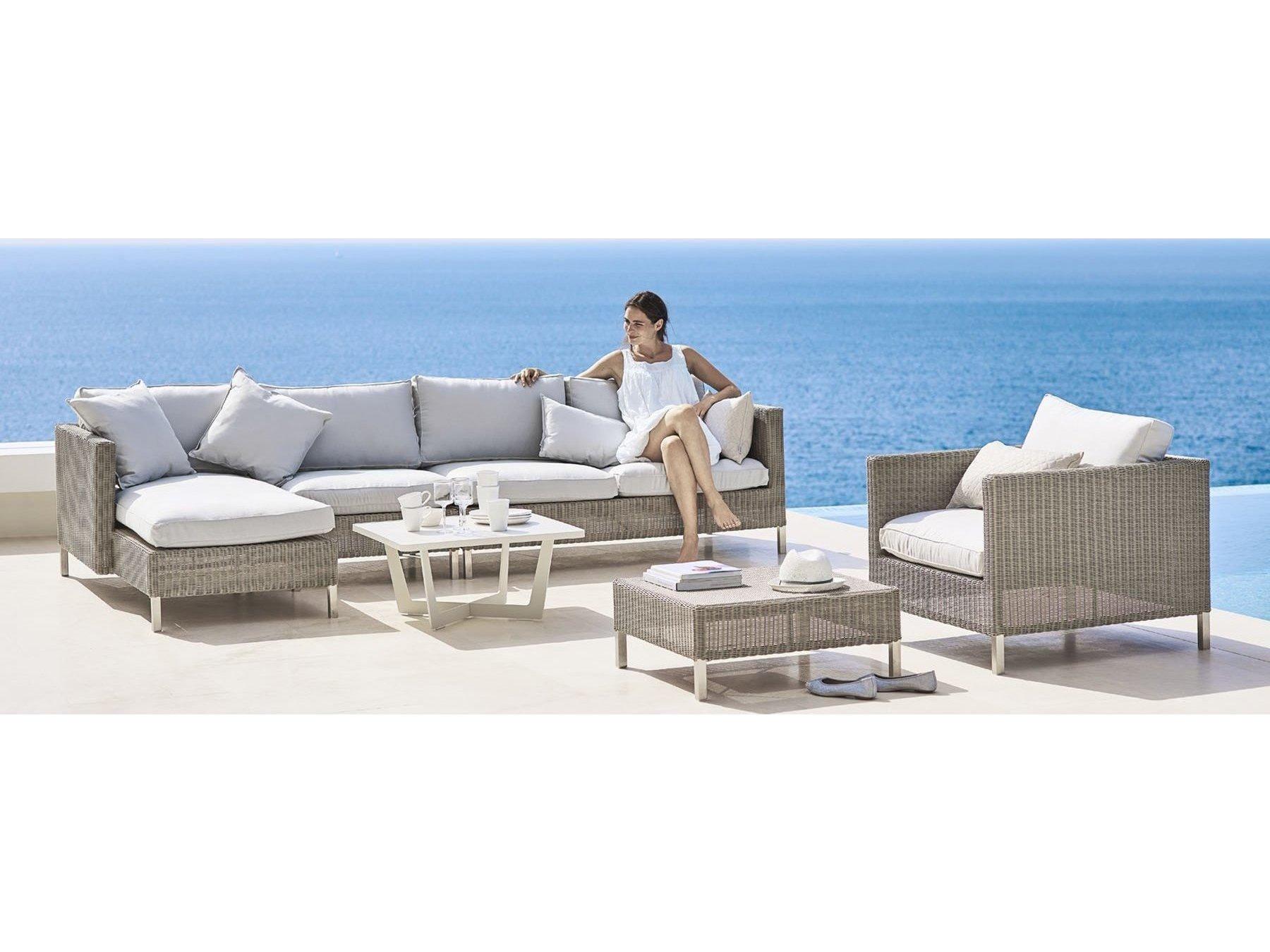 Cane Line Outdoor Connect Taupe Wicker Ottoman