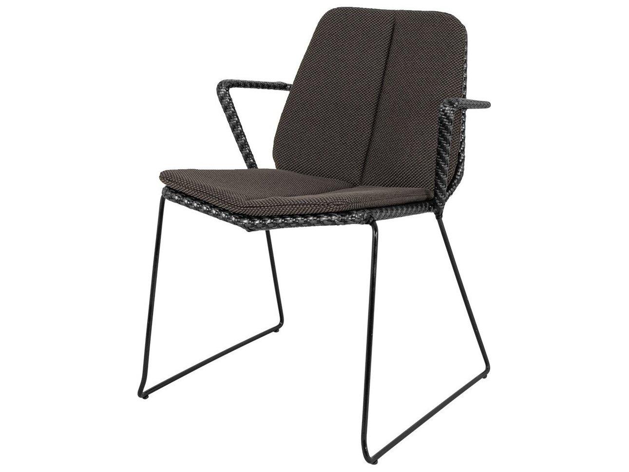 Cane Line Outdoor Vision Black/Anthracite Aluminum Wicker Stackable Dining Arm Chair