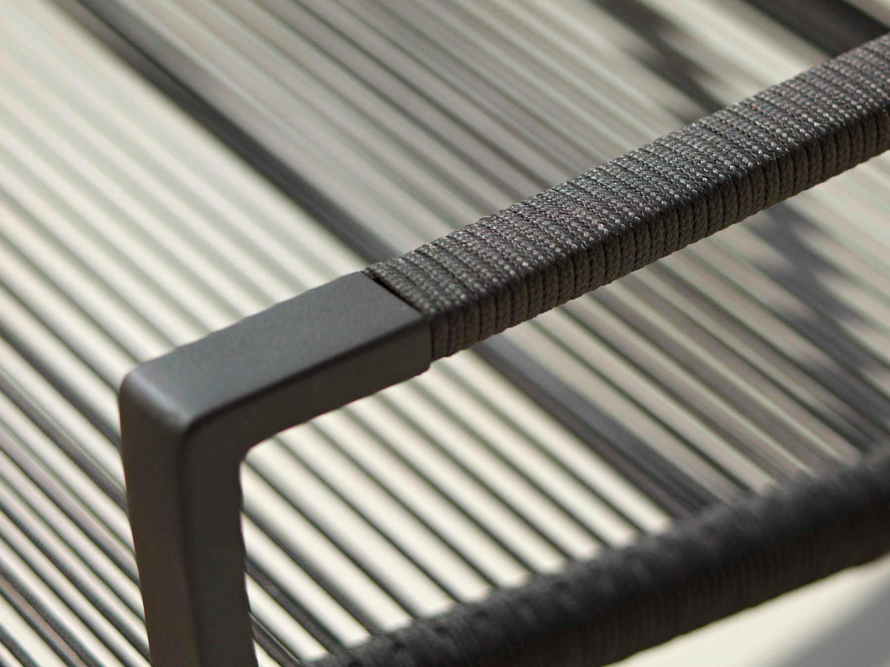 Cane Line Outdoor Edge Anthracite Aluminum Rope Strap Stackable Dining Arm Chair