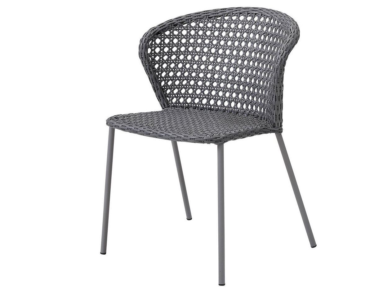 Cane Line Outdoor Lean Aluminum Wicker Stackable Dining Side Chair