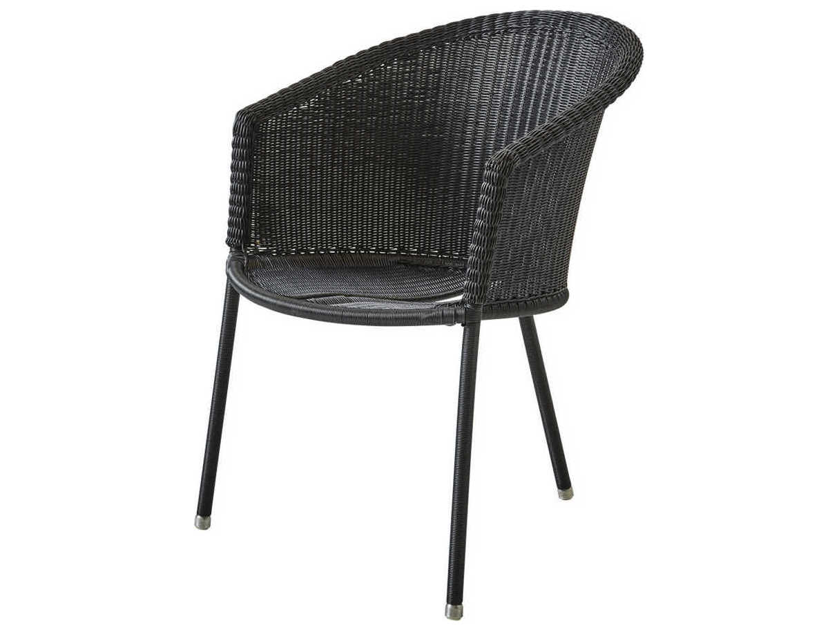 Cane Line Outdoor Trinity Graphite Aluminum Wicker Stackable Dining Arm Chair