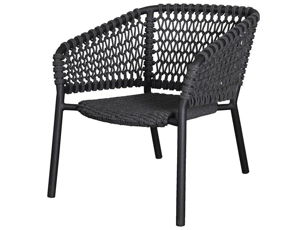 Cane Line Outdoor Ocean Dark Grey Aluminum Soft Rope Stackable Lounge Chair