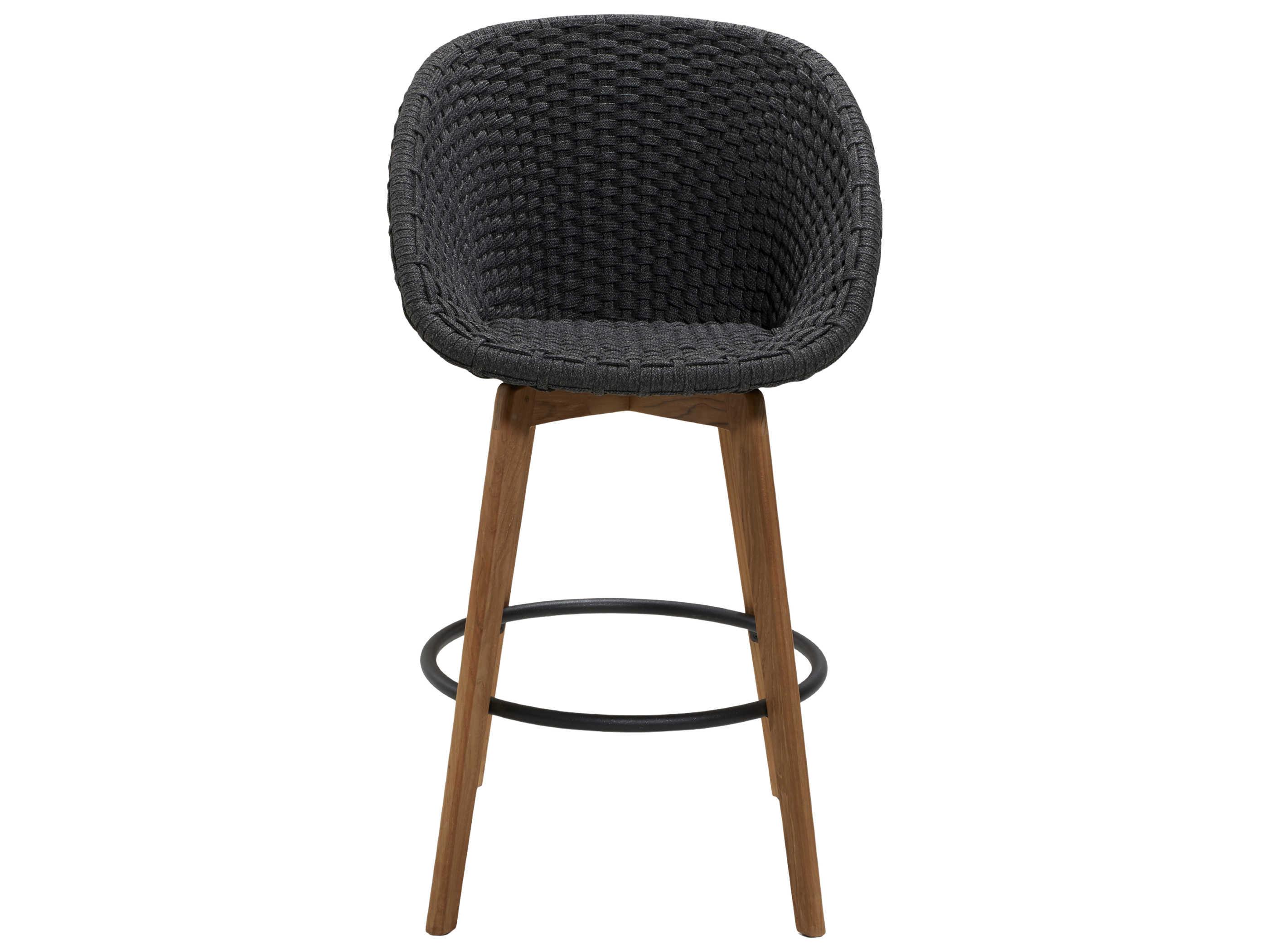Cane Line Outdoor Peacock Teak/Dark Grey Soft Rope Bar Stool