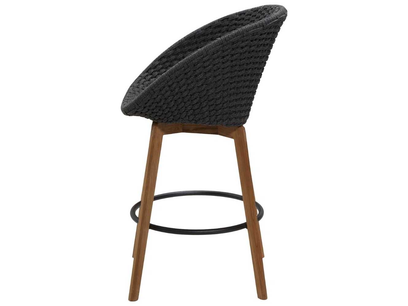 Cane Line Outdoor Peacock Teak/Dark Grey Soft Rope Bar Stool