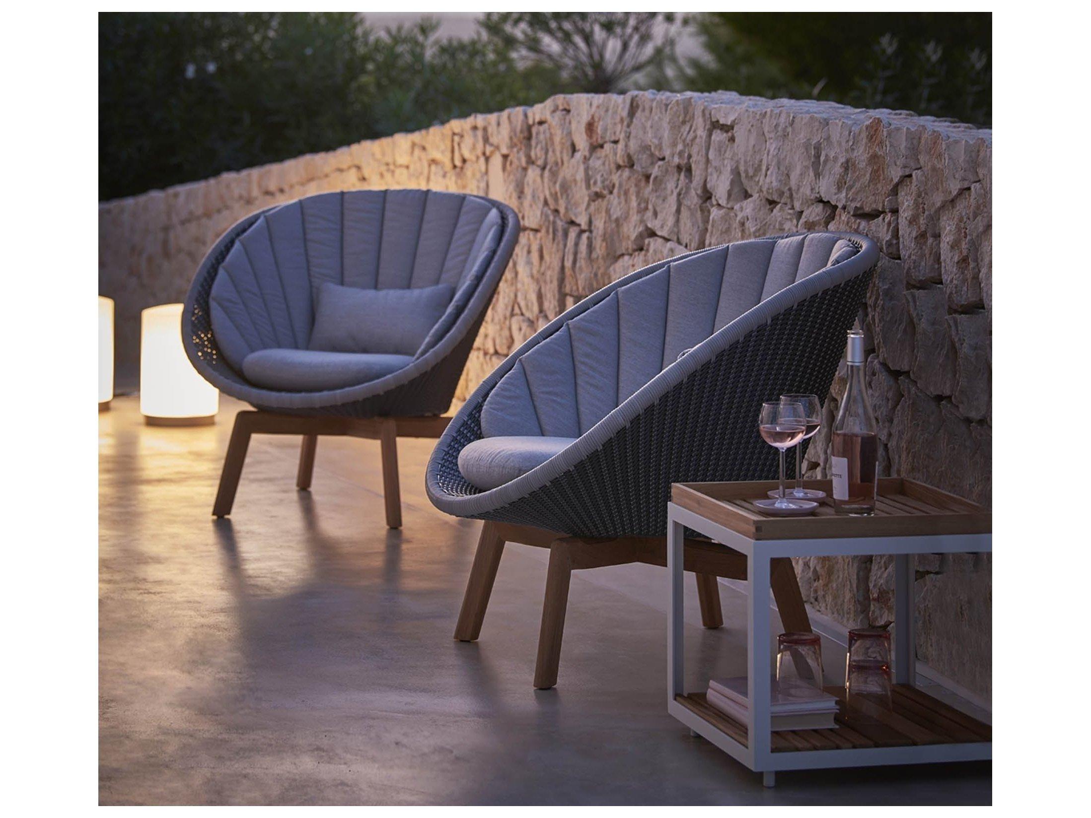 Cane Line Outdoor Peacock Teak Soft Rope Lounge Chair