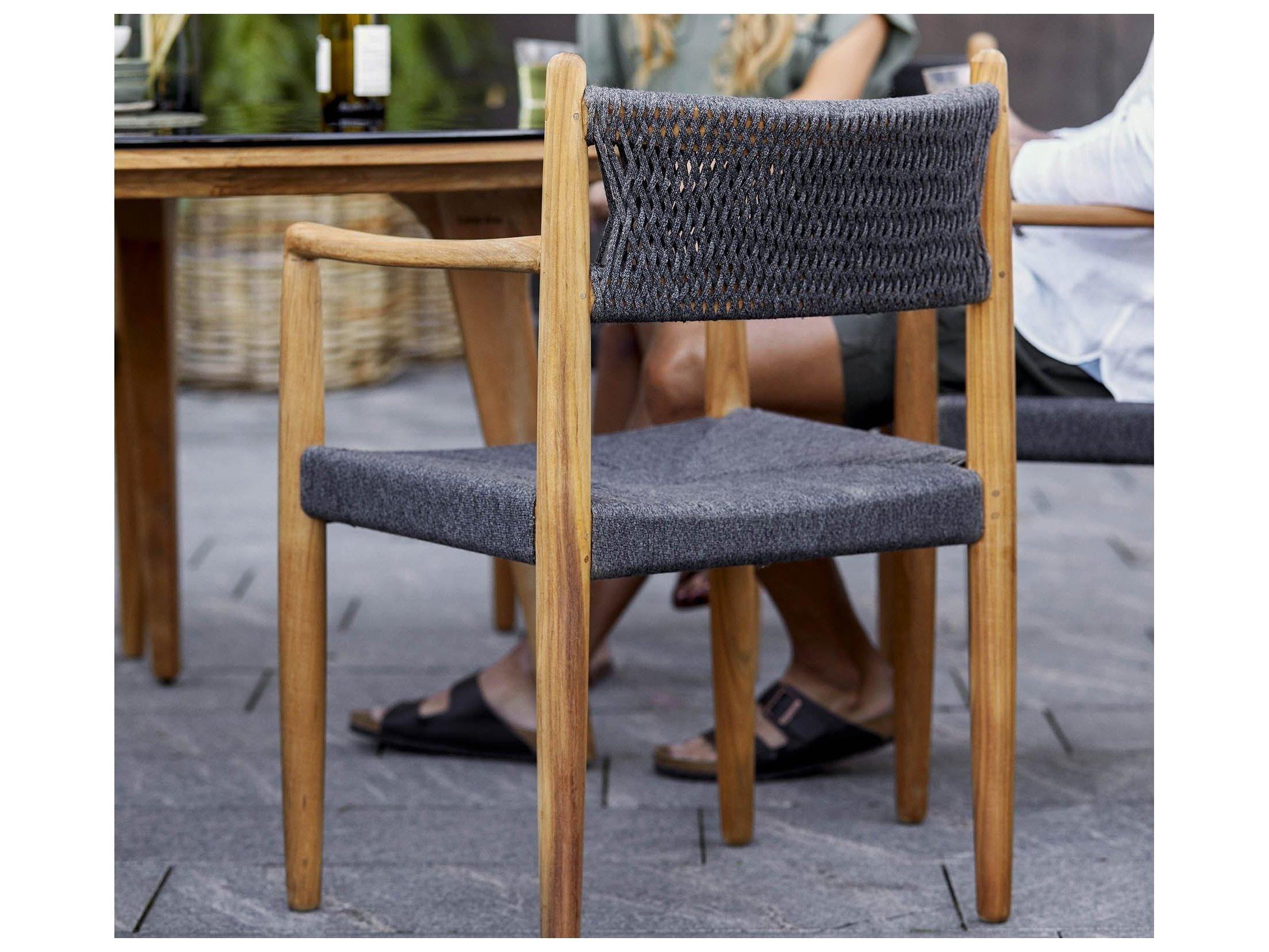Cane Line Outdoor Royal Teak/Dark Grey Soft Rope Dining Arm Chair