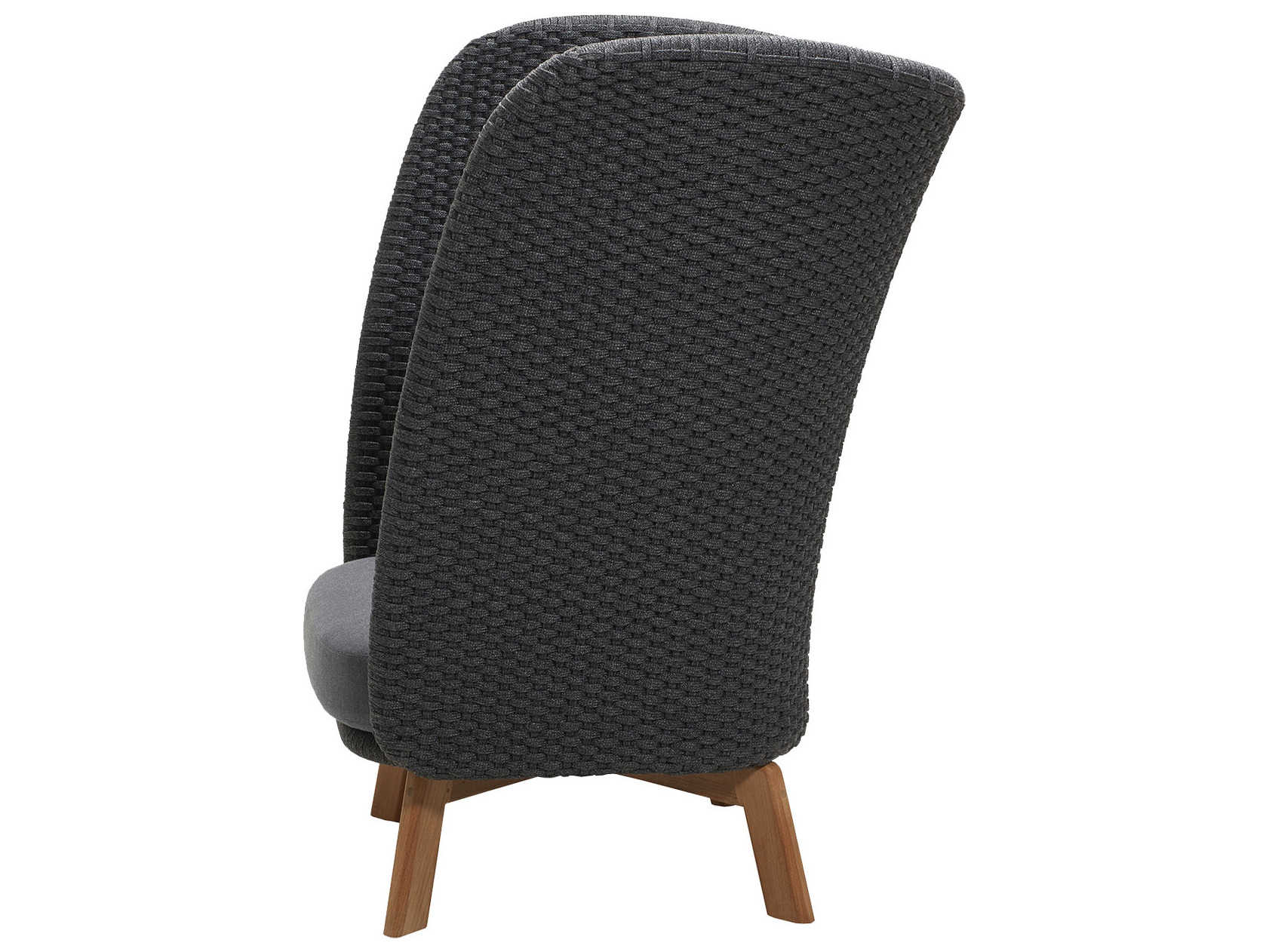 Cane Line Outdoor Peacock Teak / Dark Grey Soft Rope Wing Highback Lounge Chair