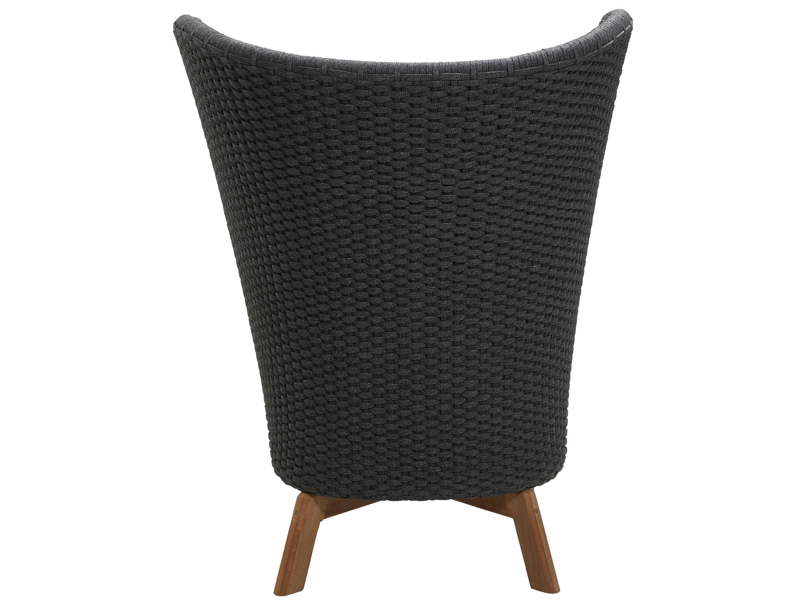 Cane Line Outdoor Peacock Teak / Dark Grey Soft Rope Wing Highback Lounge Chair