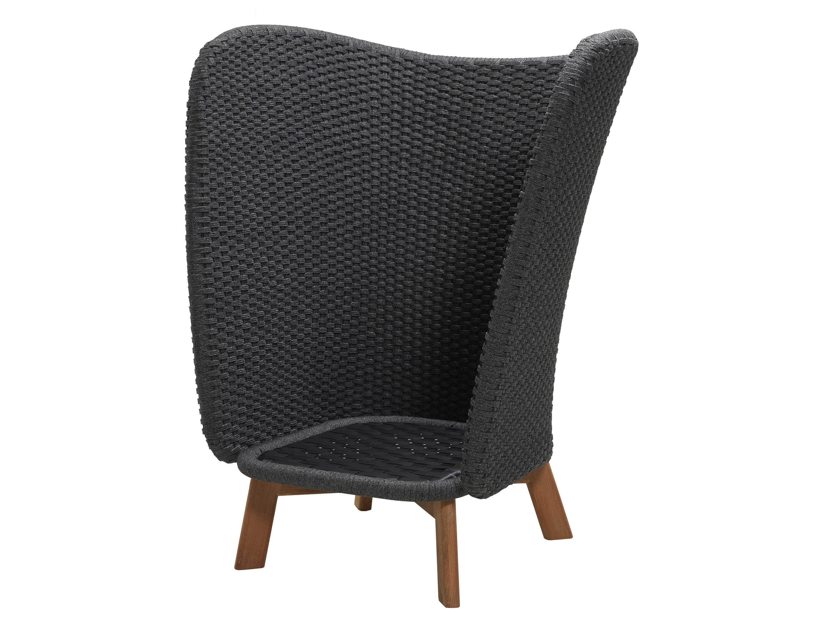 Cane Line Outdoor Peacock Teak / Dark Grey Soft Rope Wing Highback Lounge Chair