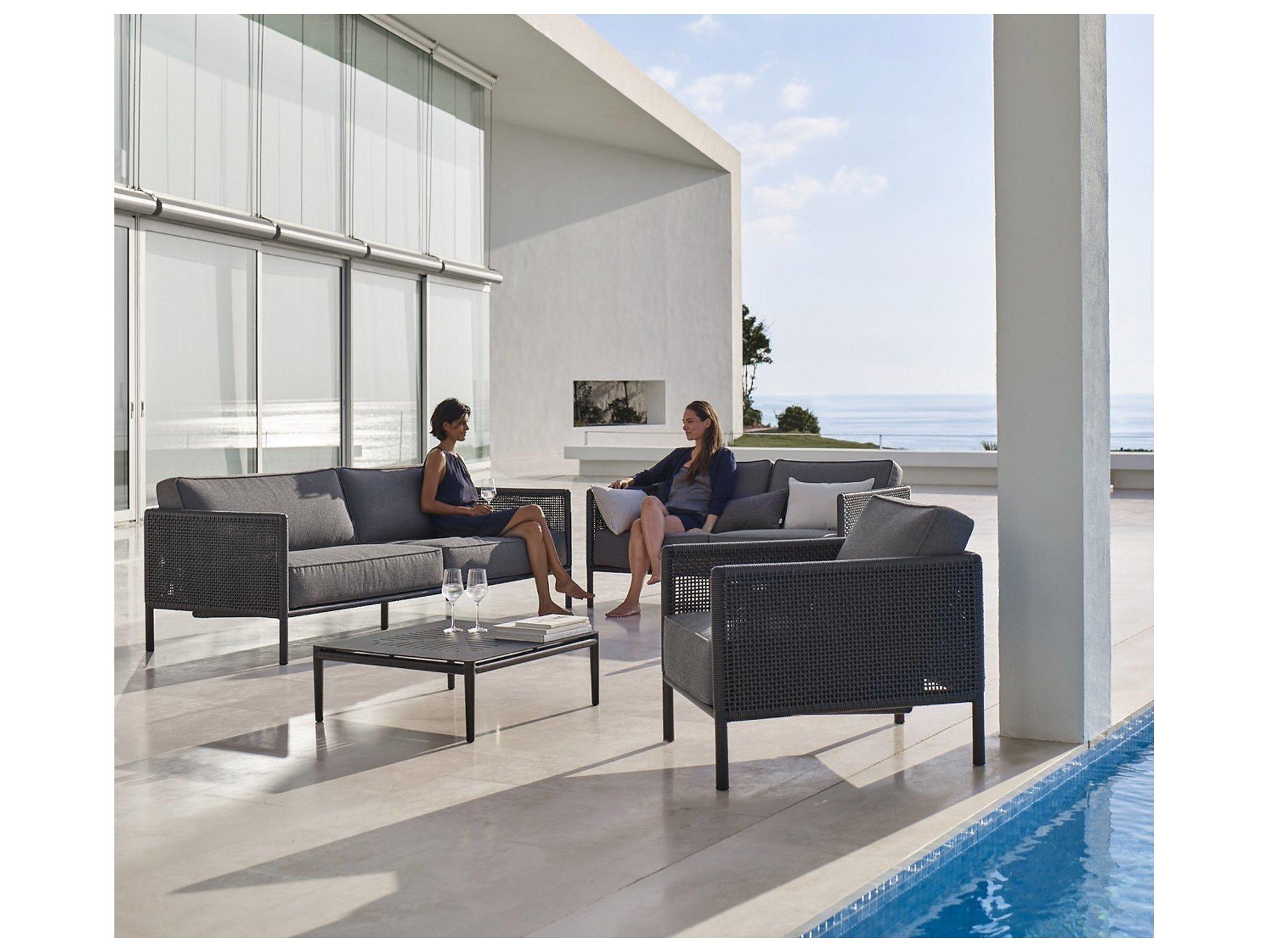 Cane Line Outdoor Encore Aluminum Wicker Cushion Lounge Chair