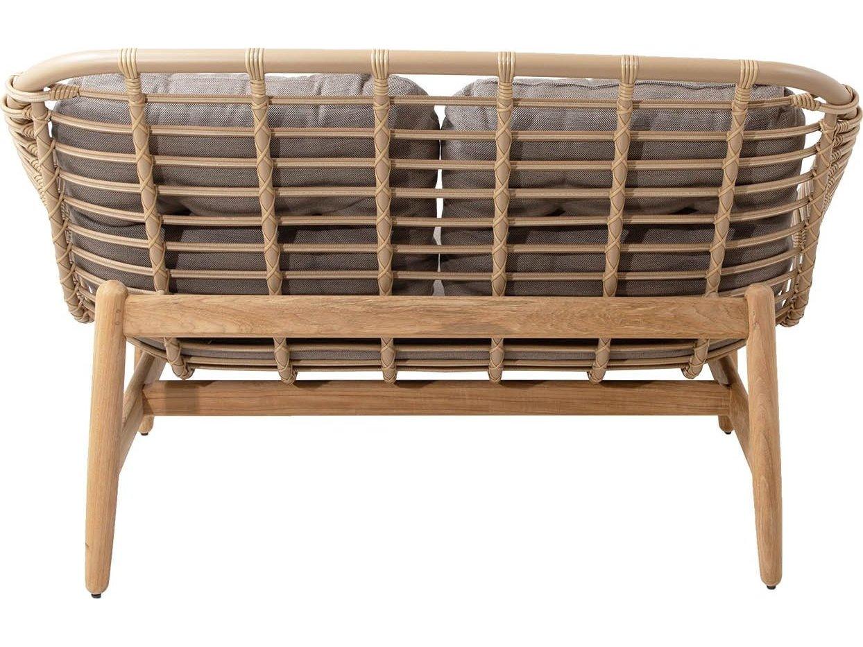 Cane Line Outdoor String Natural Aluminum Teak Sofa in Taupe