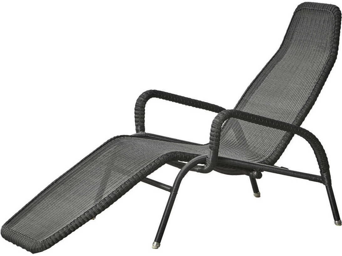Cane Line Outdoor Sunrise Graphite Wicker Aluminum Stackable Chaise Lounge