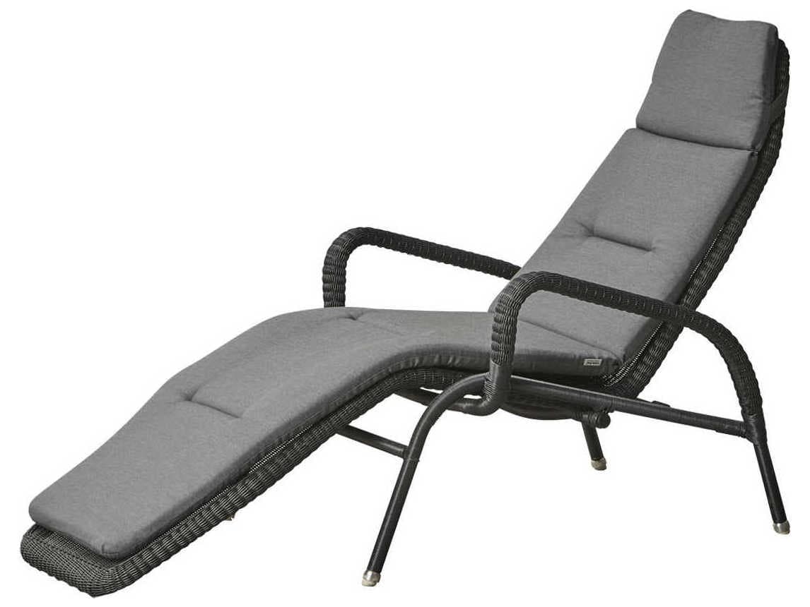 Cane Line Outdoor Sunrise Graphite Wicker Aluminum Stackable Chaise Lounge