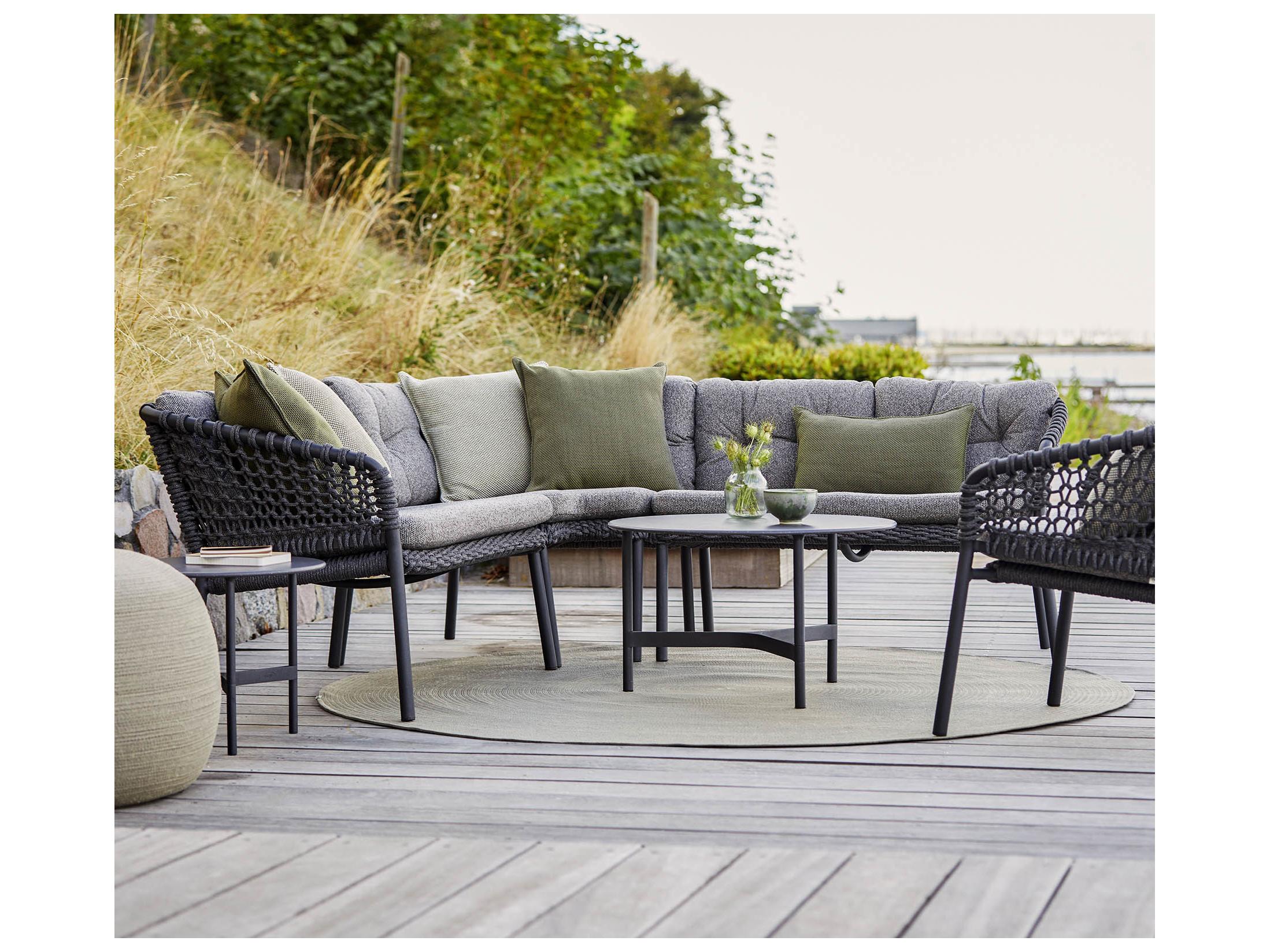 Cane Line Outdoor Ocean Dark Grey Aluminum Soft Rope Module Right Arm Sofa