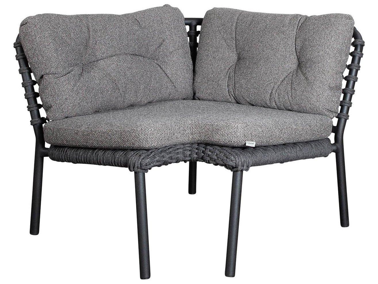 Cane Line Outdoor Ocean Dark Grey Soft Rope Aluminum Corner Lounge Chair