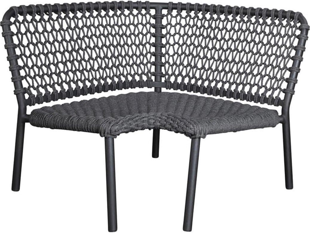 Cane Line Outdoor Ocean Dark Grey Soft Rope Aluminum Corner Lounge Chair