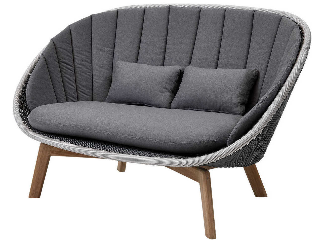 Cane Line Outdoor Peacock Grey/Light Grey Teak Wicker Loveseat