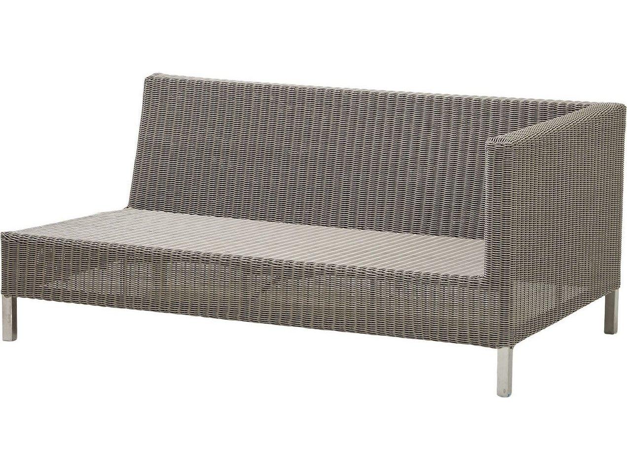 Cane Line Outdoor Connect Taupe Wicker Left Arm Sofa