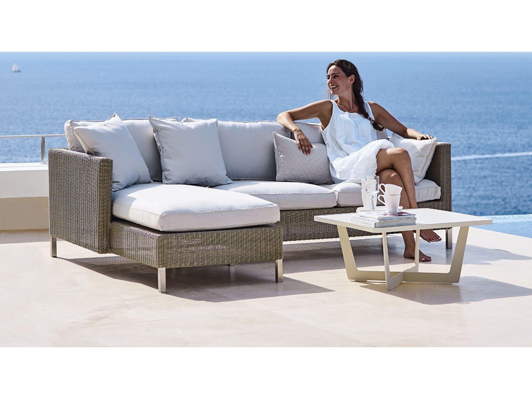 Cane Line Outdoor Connect Taupe Wicker Left Arm Sofa