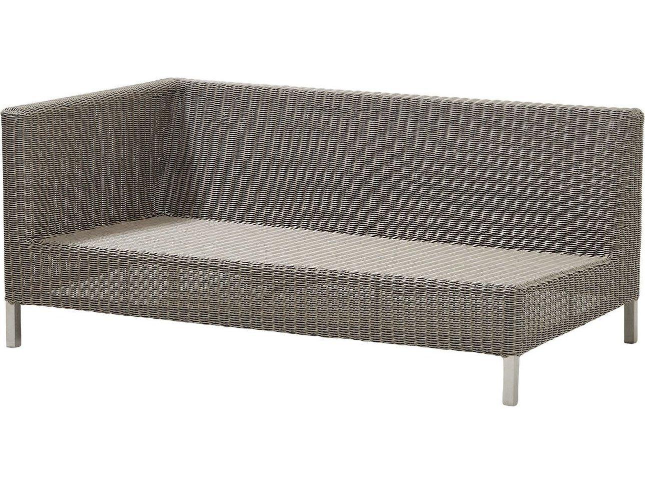 Cane Line Outdoor Connect Taupe Wicker Left Arm Sofa