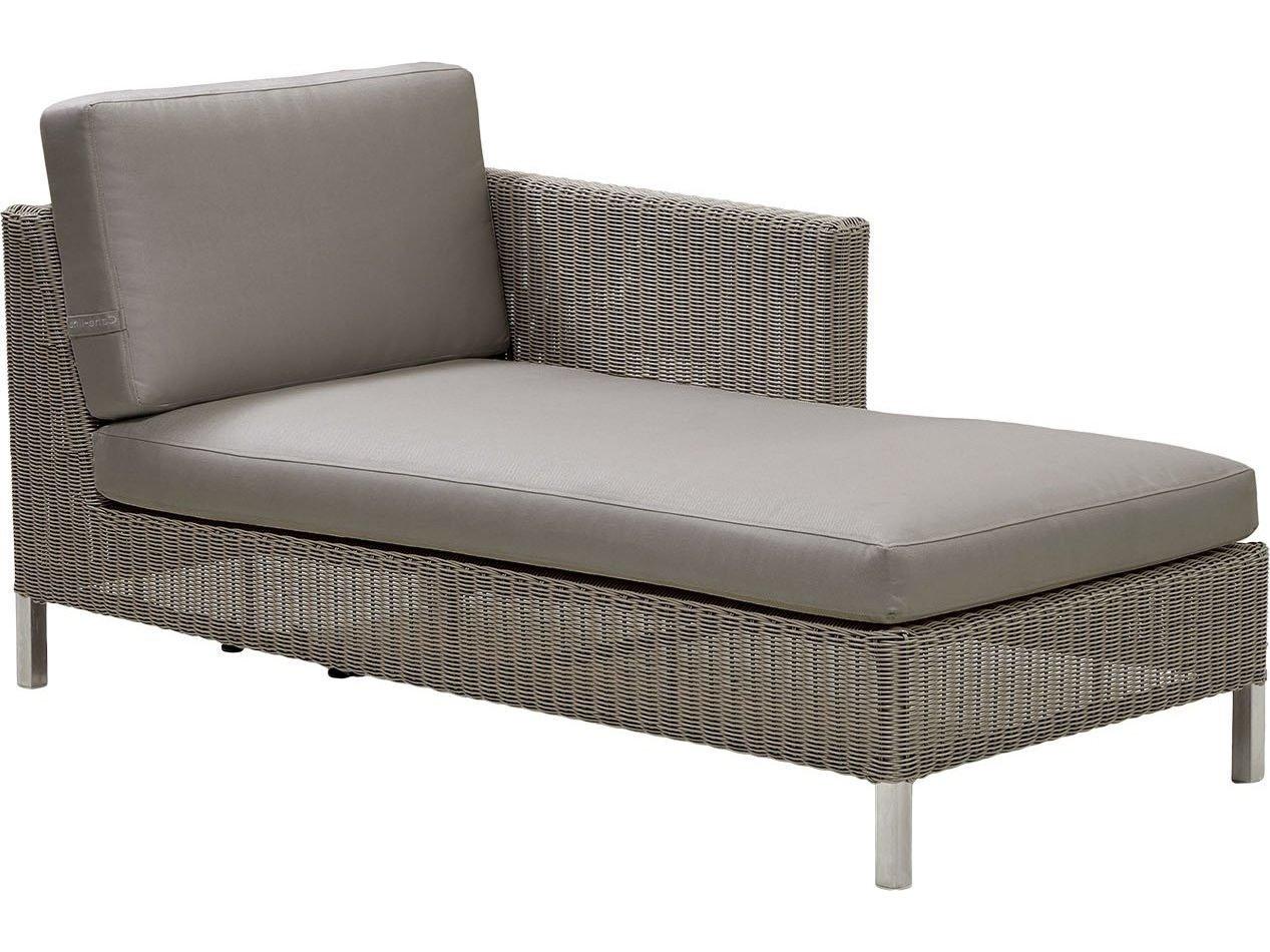 Cane Line Outdoor Connect Taupe Wicker Left Arm Chaise Lounge