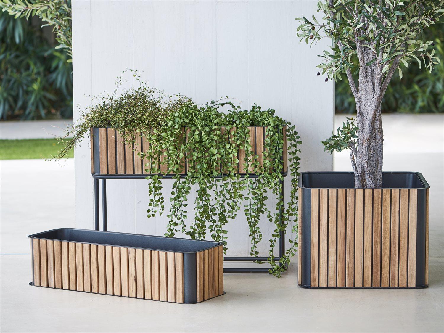 Cane Line Outdoor Combine Lava Grey Aluminum Teak Planter