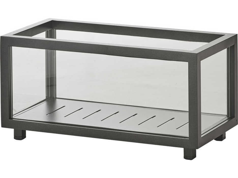 Cane Line Outdoor Lightbox Lava Grey Aluminum Rectangular Lantern