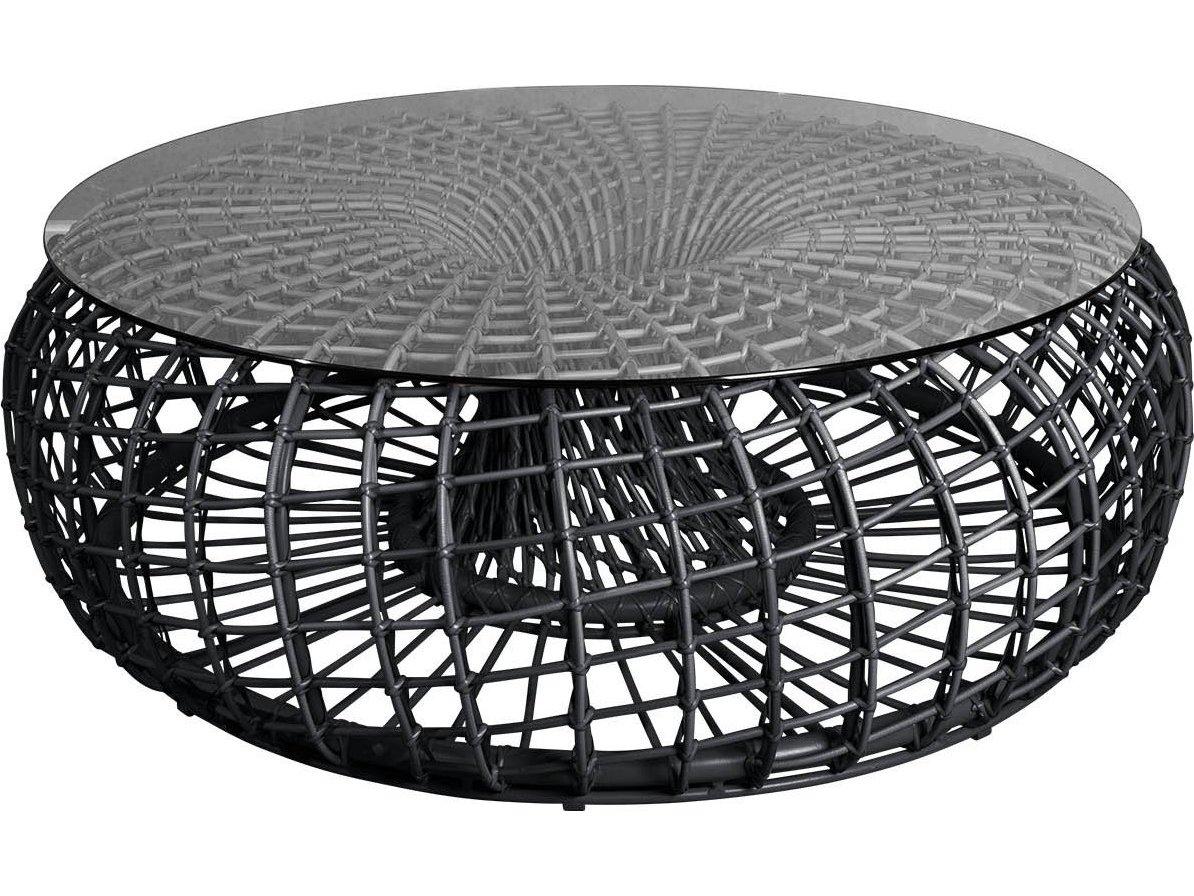 Cane Line Outdoor Nest Wicker Aluminum Large 51'' Round Coffee Table / Footstool