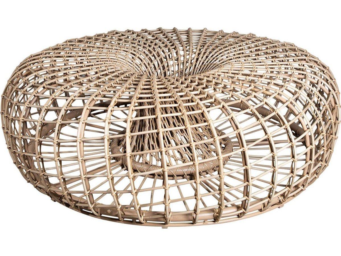 Cane Line Outdoor Nest Wicker Aluminum Large 51'' Round Coffee Table / Footstool