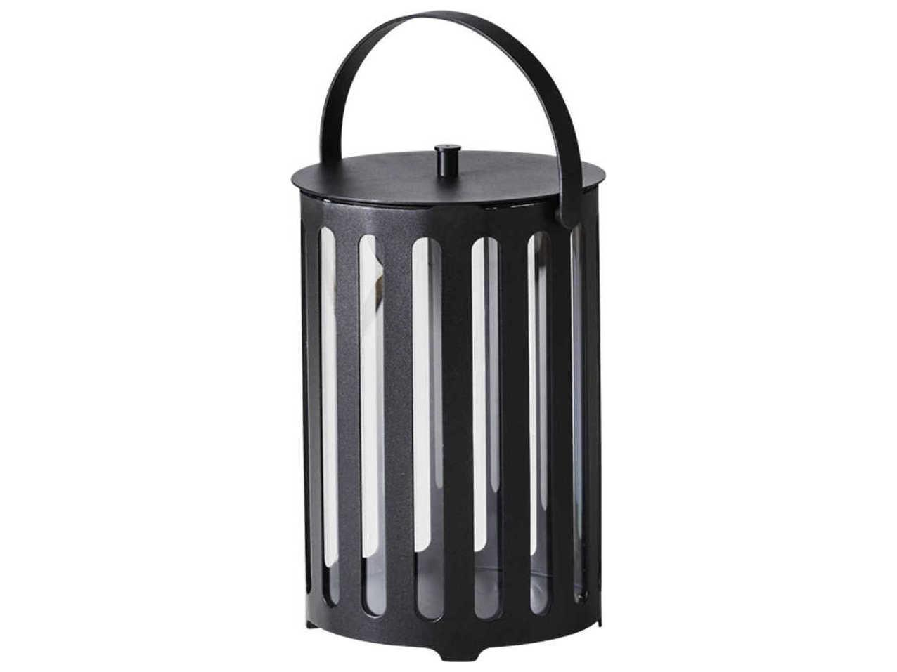 Cane Line Outdoor Light Tube Lava Grey Aluminum Small Round Lantern