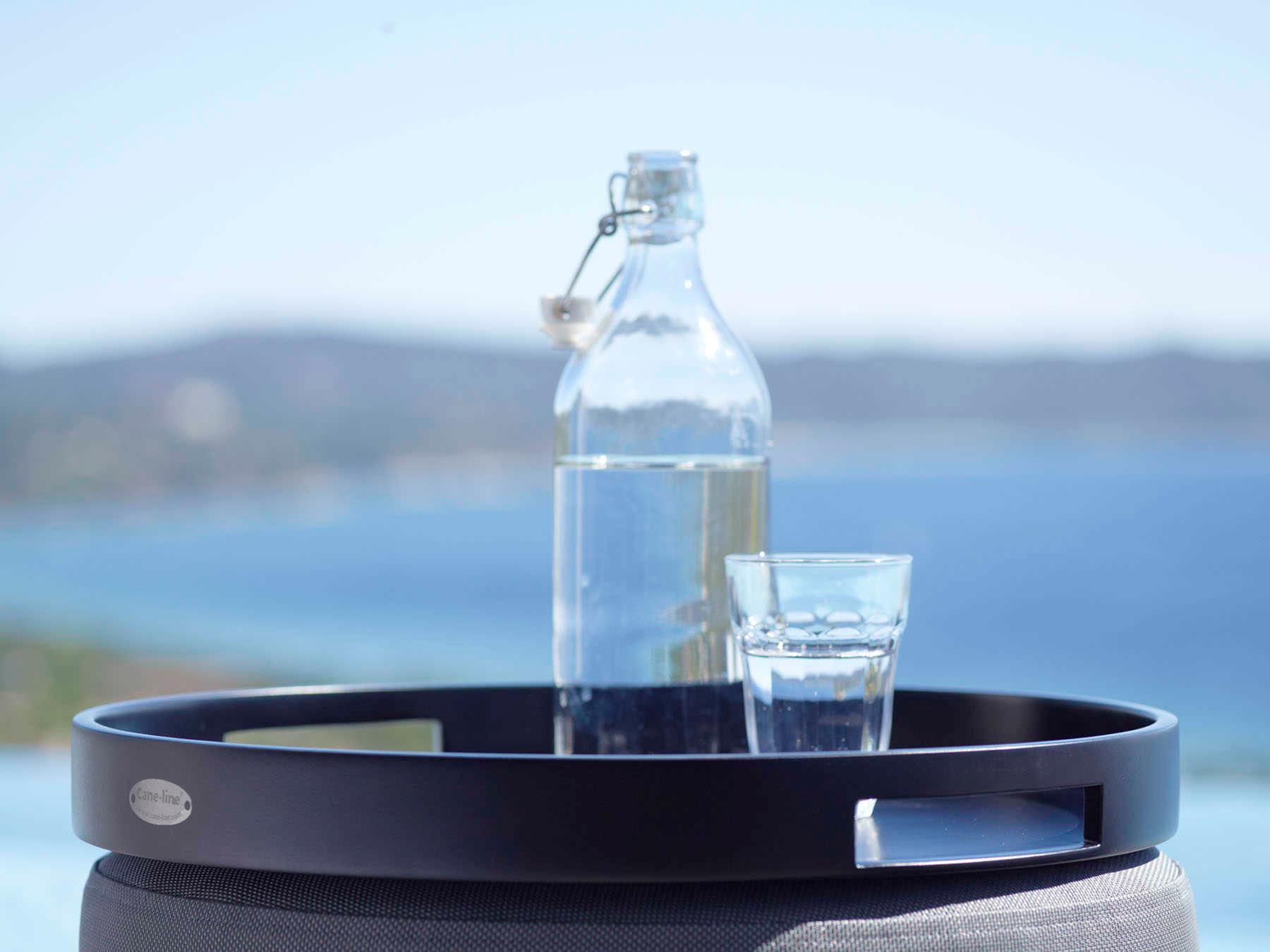 Cane Line Outdoor Club Black Aluminum 17'' Round Tray