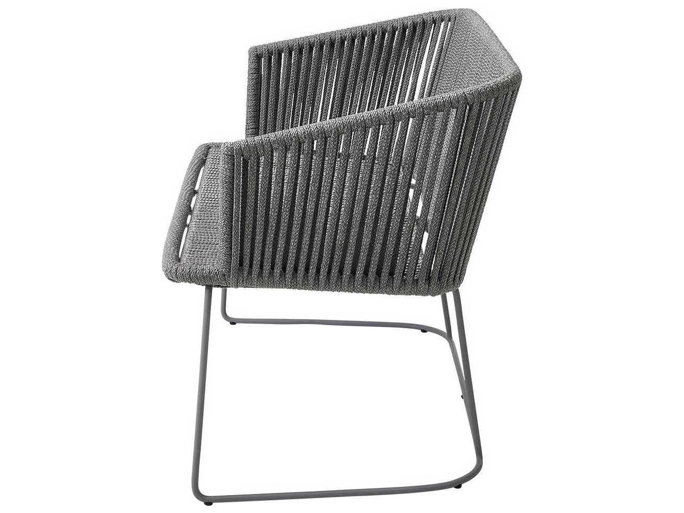 Cane Line Outdoor Moments Grey Soft Rope Aluminum Strap Bench