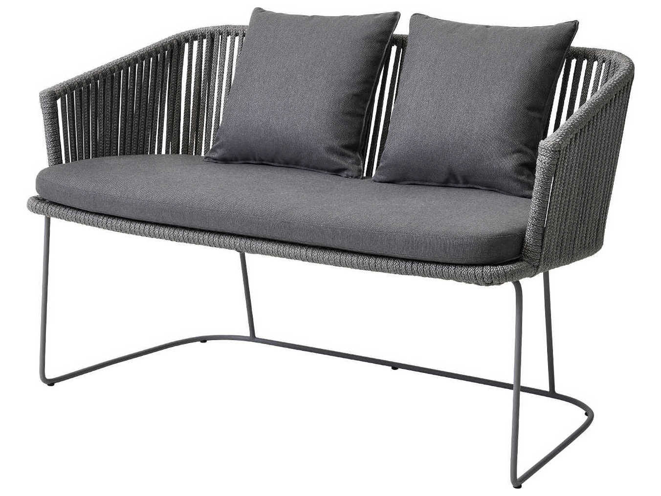 Cane Line Outdoor Moments Grey Soft Rope Aluminum Strap Bench