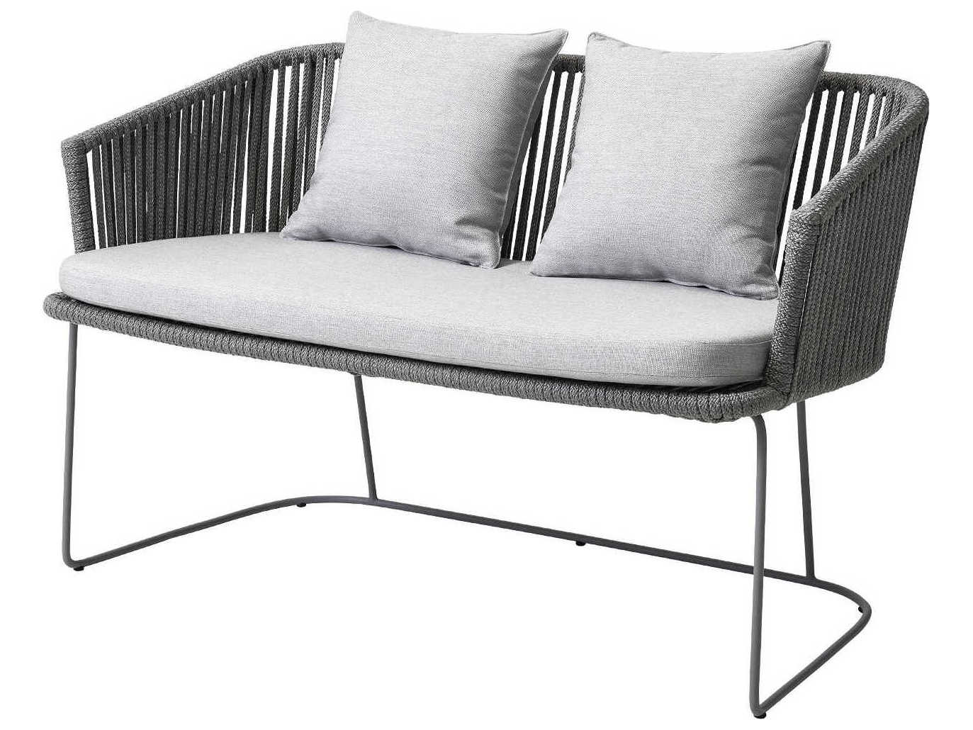 Cane Line Outdoor Moments Grey Soft Rope Aluminum Strap Bench