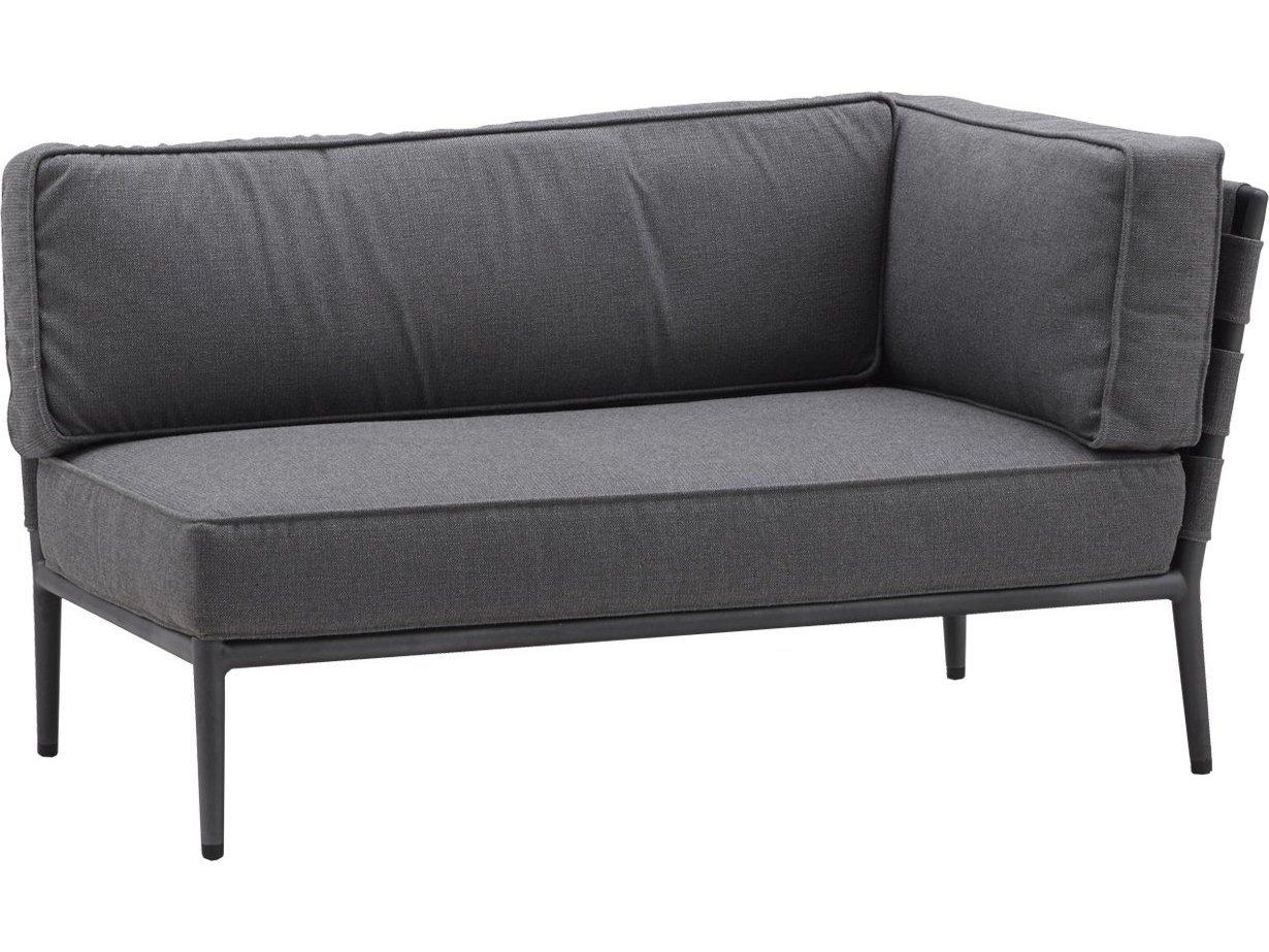 Cane Line Outdoor Conic Aluminum Cushion Left Arm Sofa