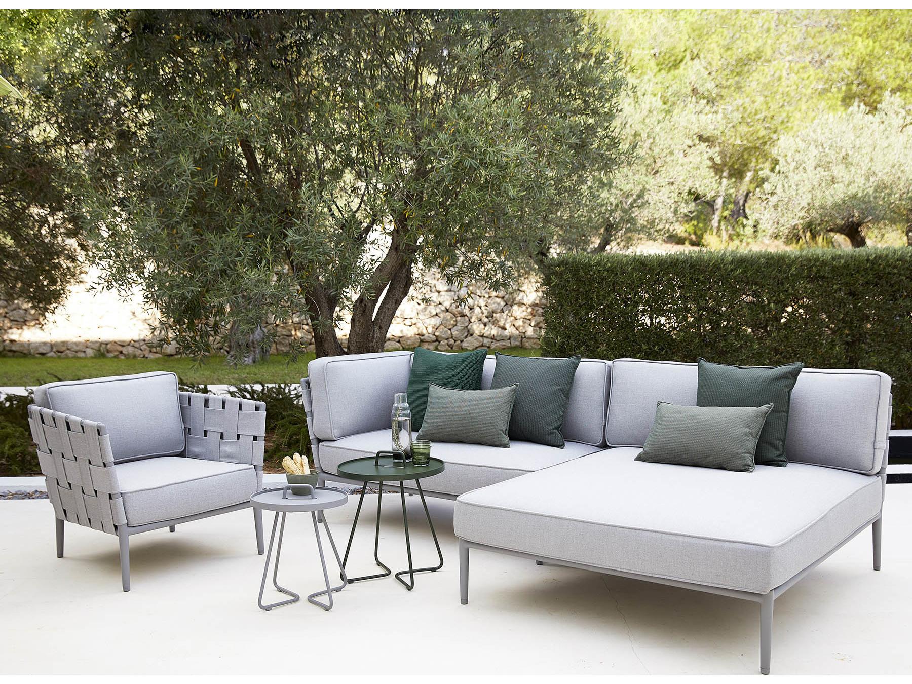 Cane Line Outdoor Conic Aluminum Cushion Right Arm Sofa