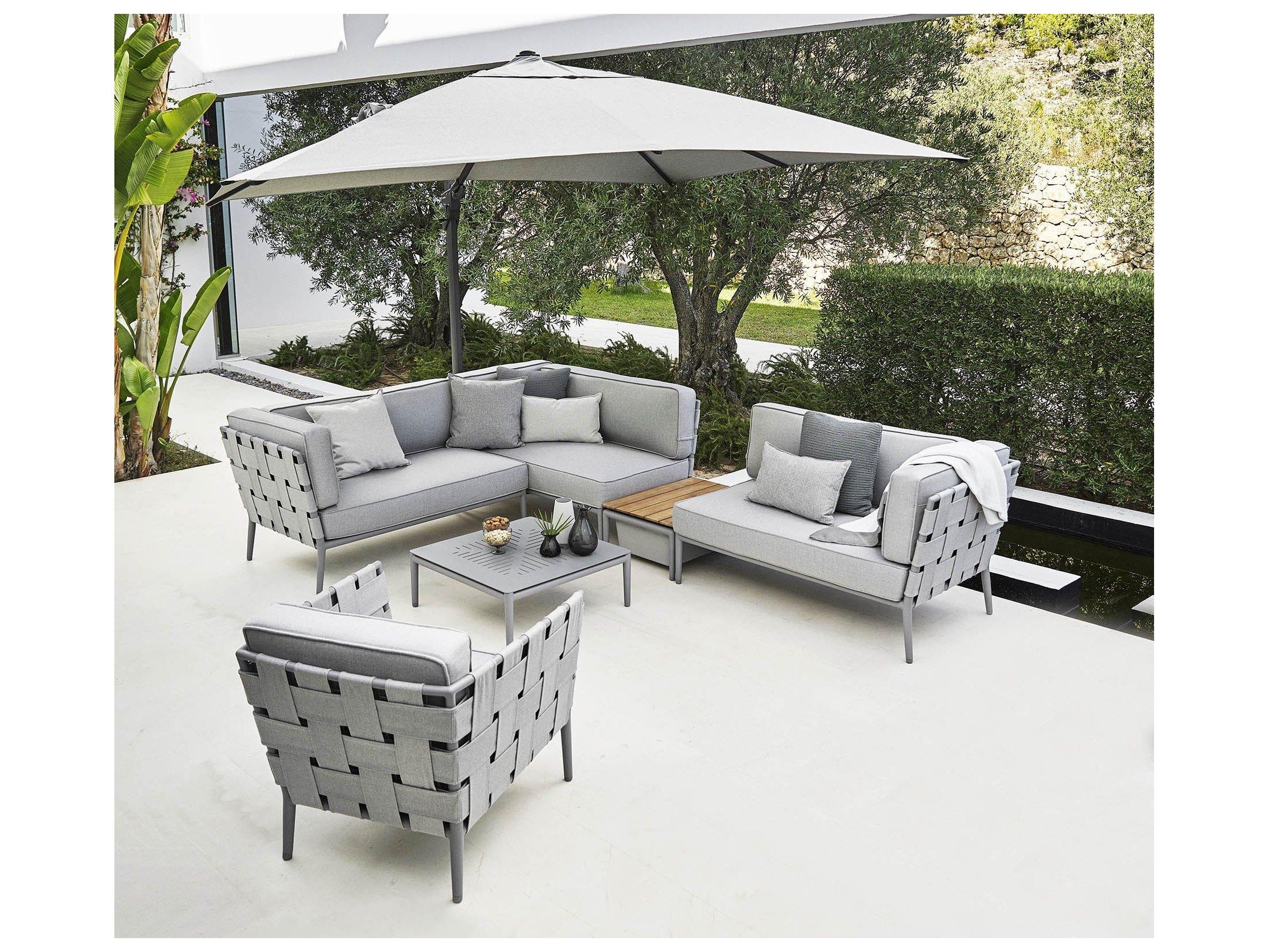 Cane Line Outdoor Conic Aluminum Cushion Right Arm Sofa