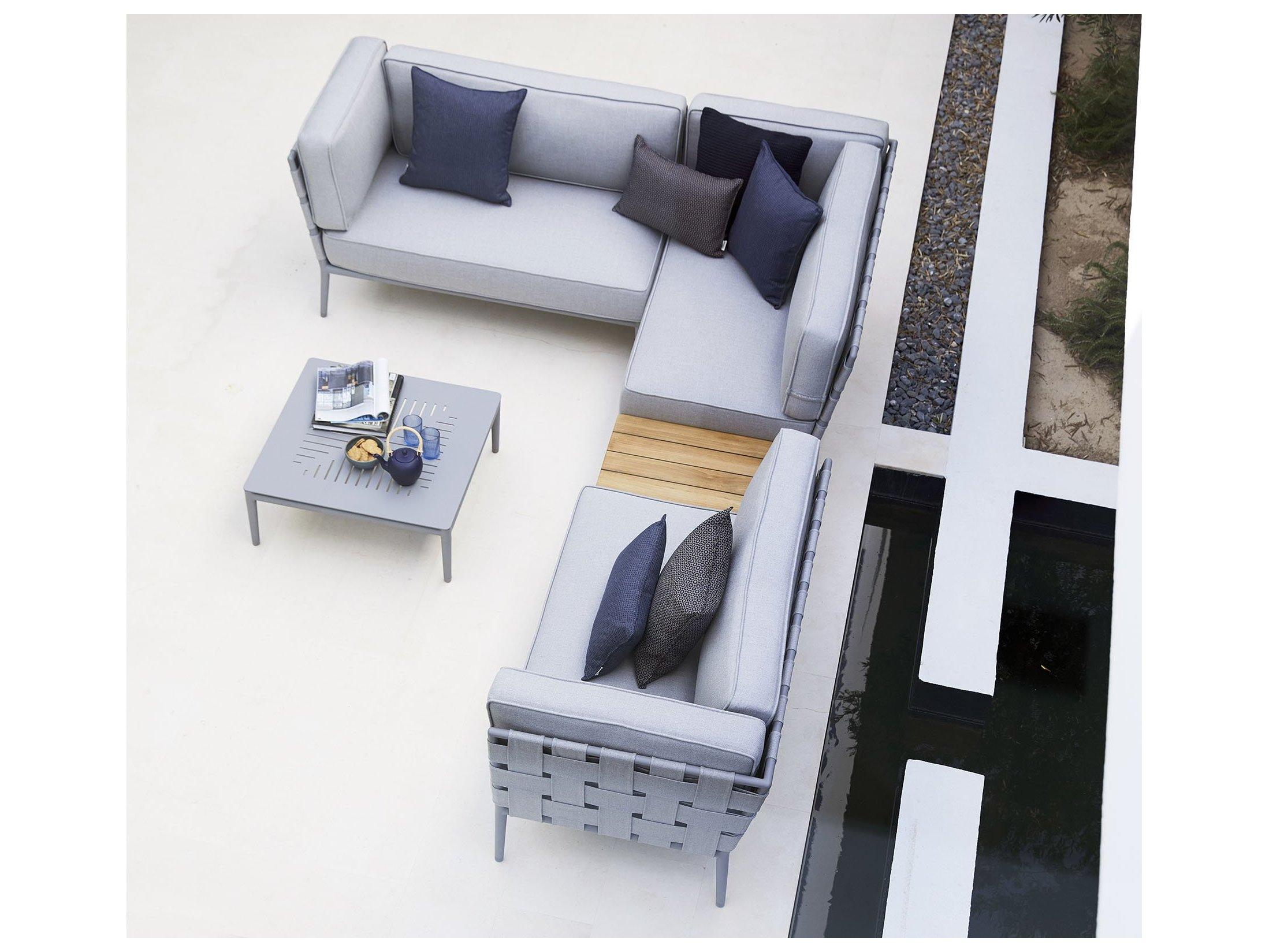 Cane Line Outdoor Conic Aluminum Cushion Right Arm Sofa