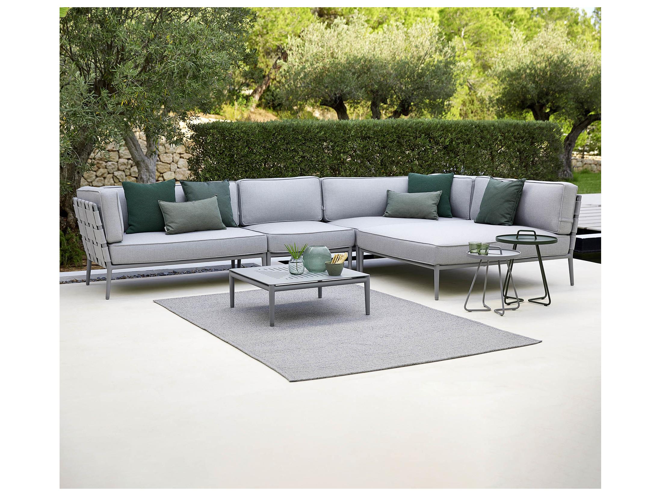 Cane Line Outdoor Conic Aluminum Cushion Right Arm Sofa