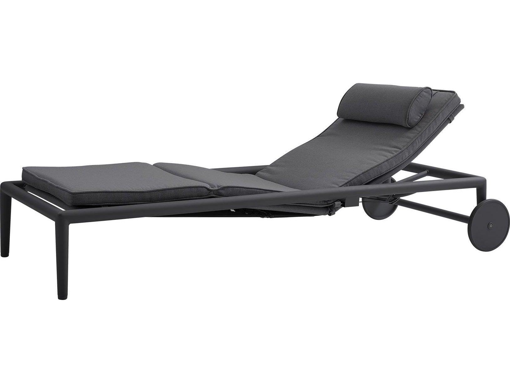 Cane Line Outdoor Conic Aluminum Cushion Sun Chaise Lounge with Gas Spring