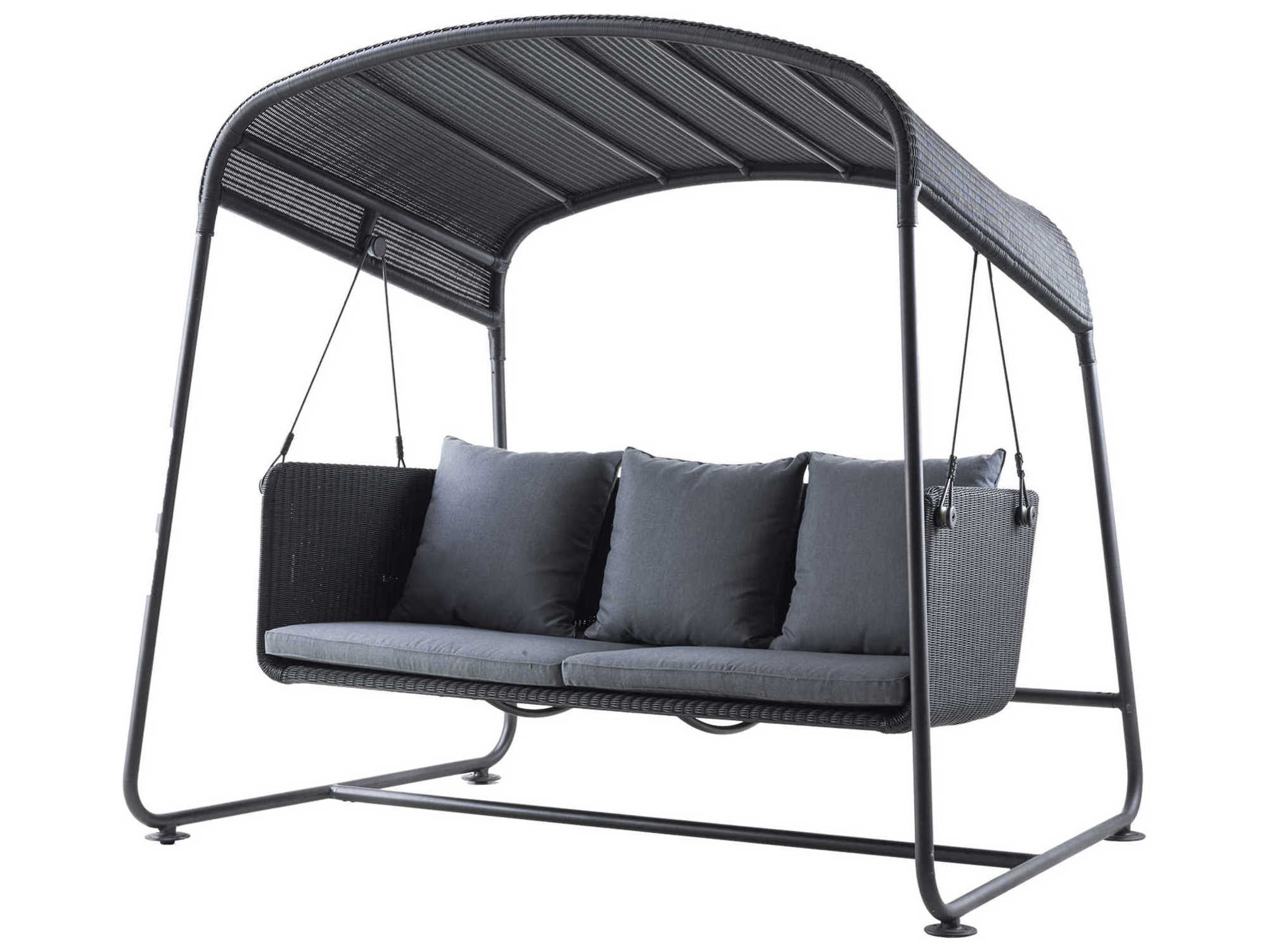 Cane Line Outdoor Cave Graphite Weave Aluminum Swing in Grey