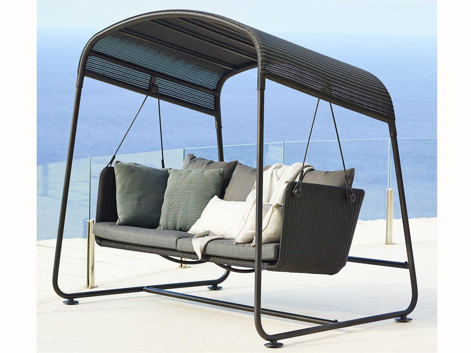 Cane Line Outdoor Cave Graphite Weave Aluminum Swing in Grey