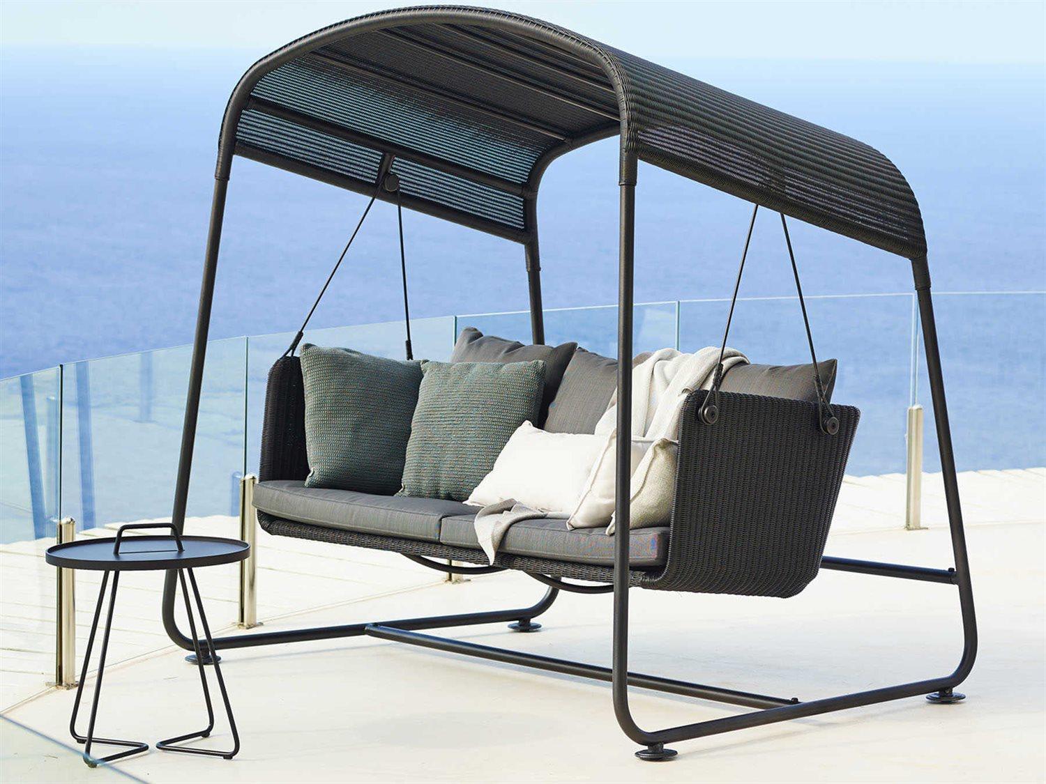 Cane Line Outdoor Cave Graphite Weave Aluminum Swing in Grey