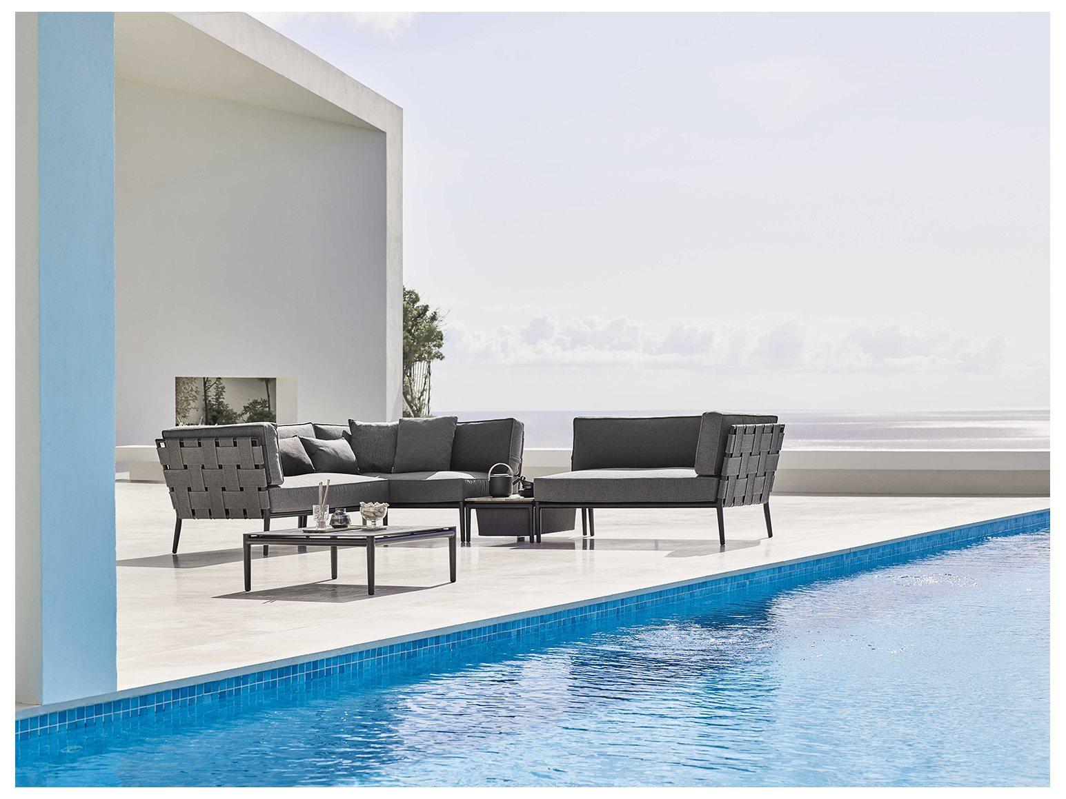 Cane Line Outdoor Conic Aluminum Cushion Sectional Lounge Set