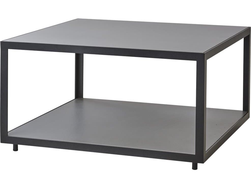 Cane Line Outdoor Level Square Coffee Table Top and Bottom Shelf