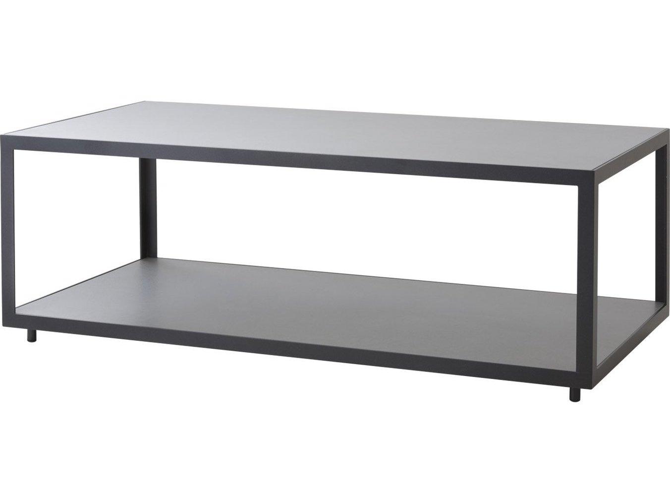 Cane Line Outdoor Level Rectangular Coffee Table Top and Bottom Shelf