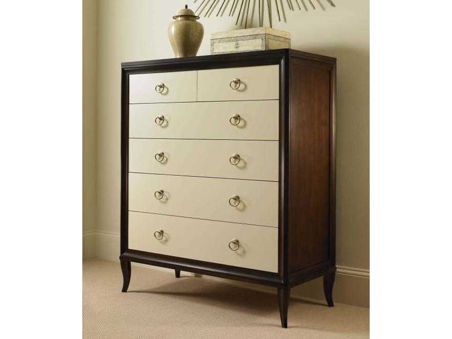 Century Furniture Tribeca 6-Drawers Cream Brown Maple Wood Accent Chest