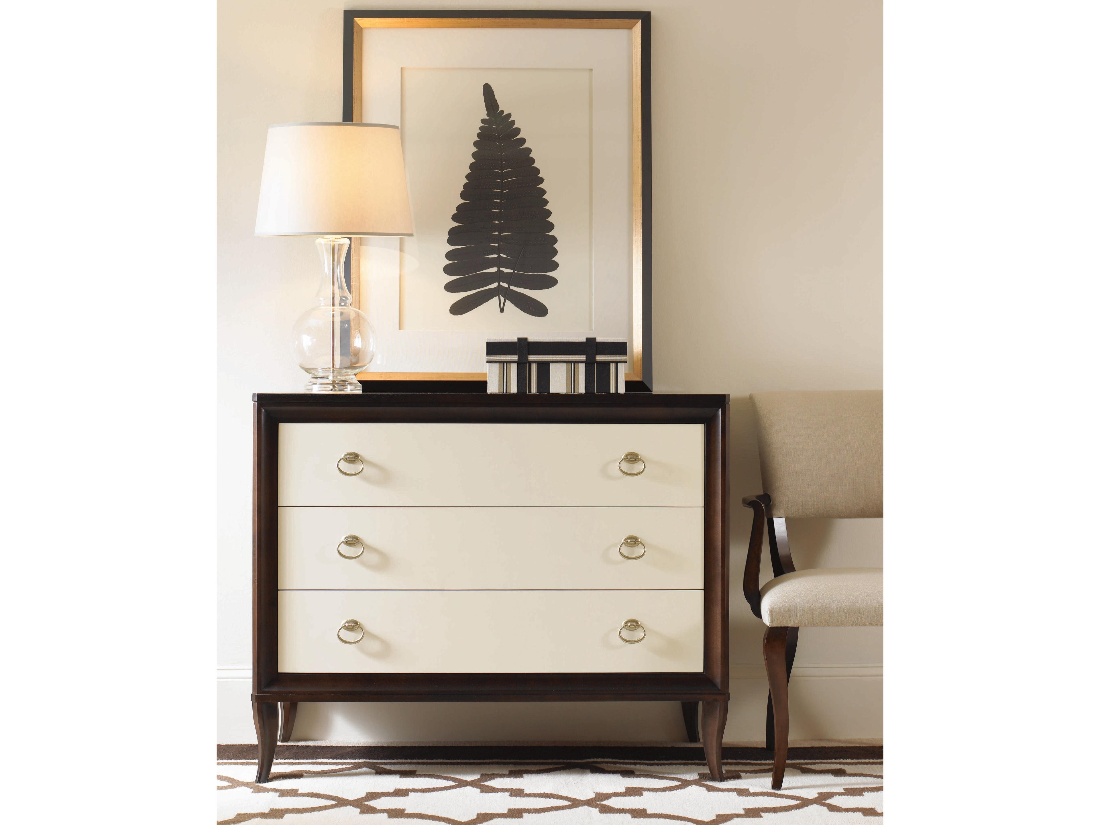 Century Furniture Tribeca 3-Drawers Cream Brown Maple Wood Accent Chest